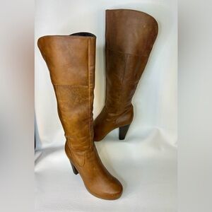 Steve Madden Rocket Knee-High Leather Boots – Size 10 Cognac Brown Excellent